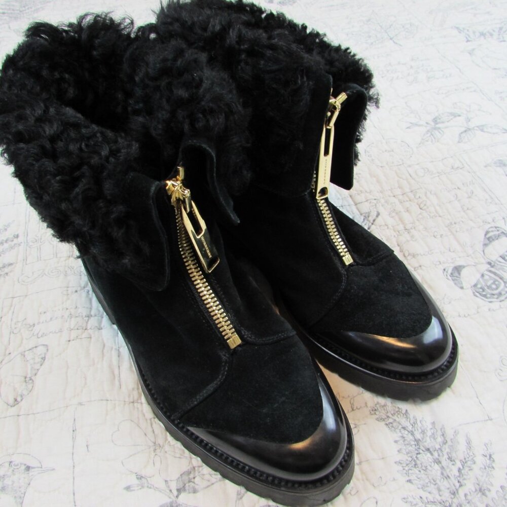 EUC $700 ITALY Burberry Quinsley Shearling Suede Lug waterproof Boots 36 6 - Picture 13 of 16